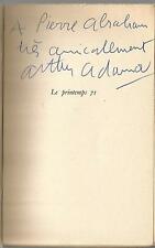 Arthur Adamov Le Printemps 71 envoi autographe signé de l’auteur
