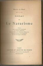 Maurice Le Blond Essai sur le naturisme 1896 (édition originale)