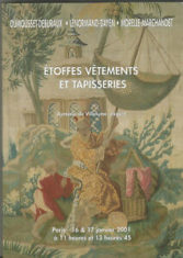 Etoffes, vêtements et tapisseries, Paris Drouot-Richelieu 16 & 17 janvier 2001