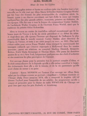 Alma Mahler, muse de tous les génies, de la Vienne fin de siècle à l’Hollywood des années quarante, par Karen Monson