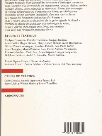 Europe janvier-février 2002, n° 873-874, Antonin Artaud