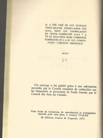 La Nuit de Louis-Ferdinand Céline, André Smith [édition originale]