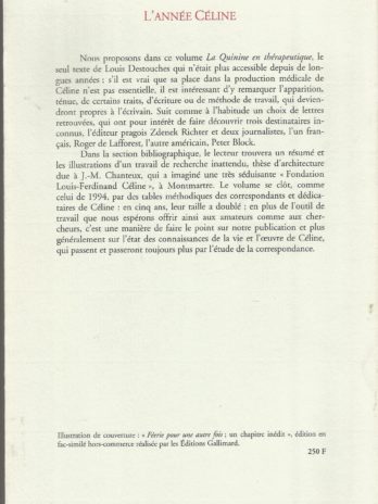 L’année Céline 1999, revue d’actualité célinienne, textes, chronique, documents, études