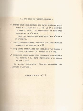Georges Duhamel, Lettres d’Auspasie, orné de bois dessinés et gravés par Berthold Mann
