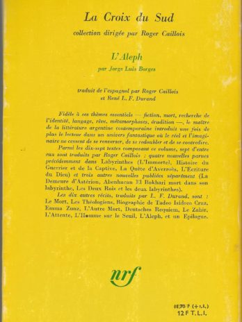 Jorge Luis Borges, L’Aleph [La Croix du Sud, 1967]