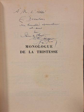 Armand Godoy – Monologue de la tristesse