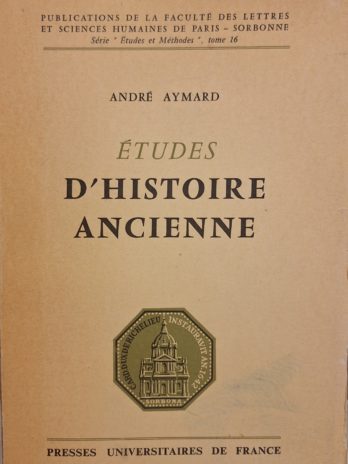André Aymard – Etudes d’histoire ancienne