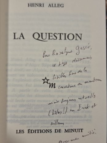 Henri Alleg – La question – Minuit 2004 – dédicace autographe – TBE
